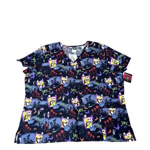 Disney Night Before Christmas Scrub Top 3X NWT 100% Cotton 2 Front Pockets